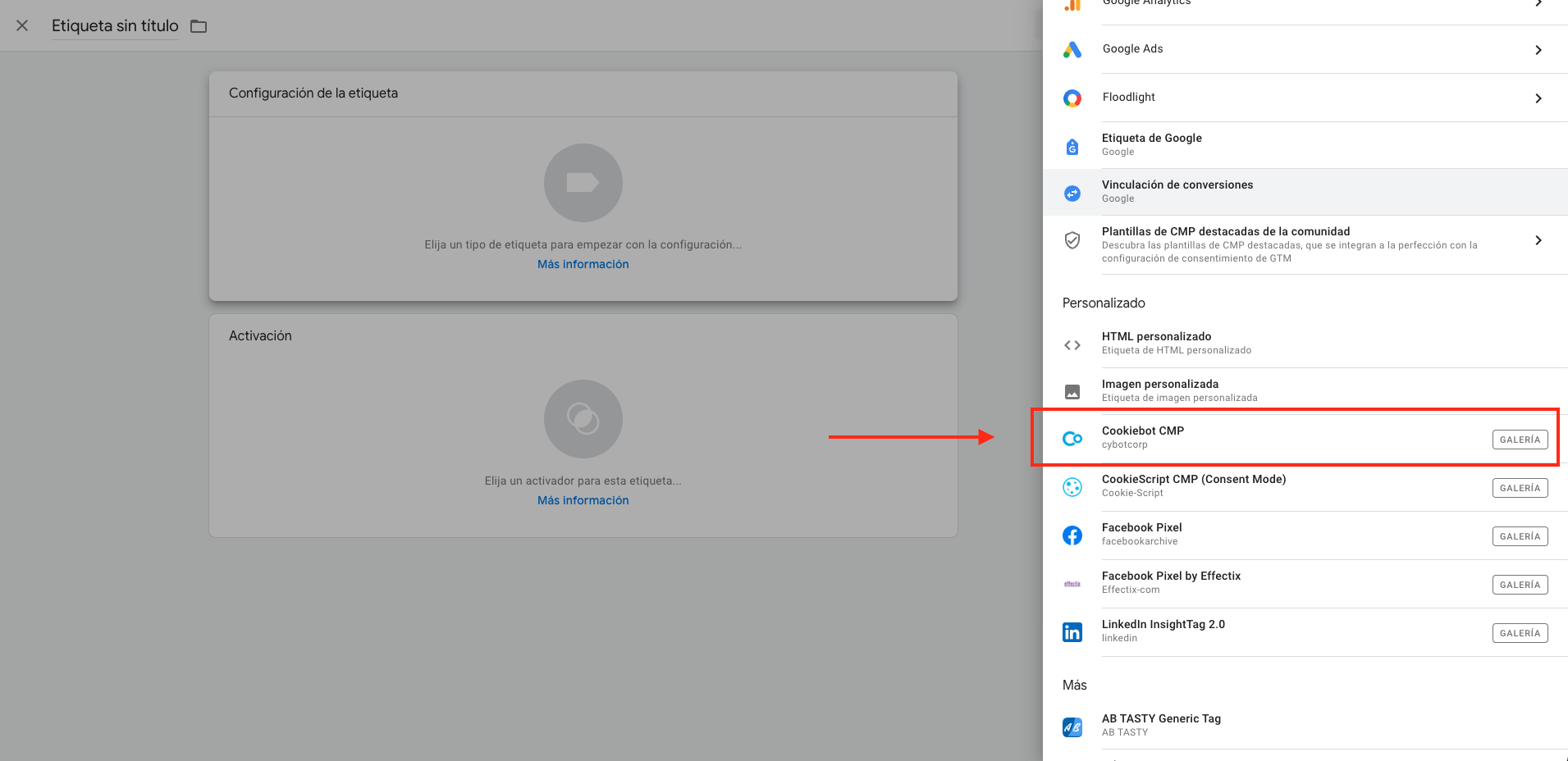 configurar cookiebot con tag manager