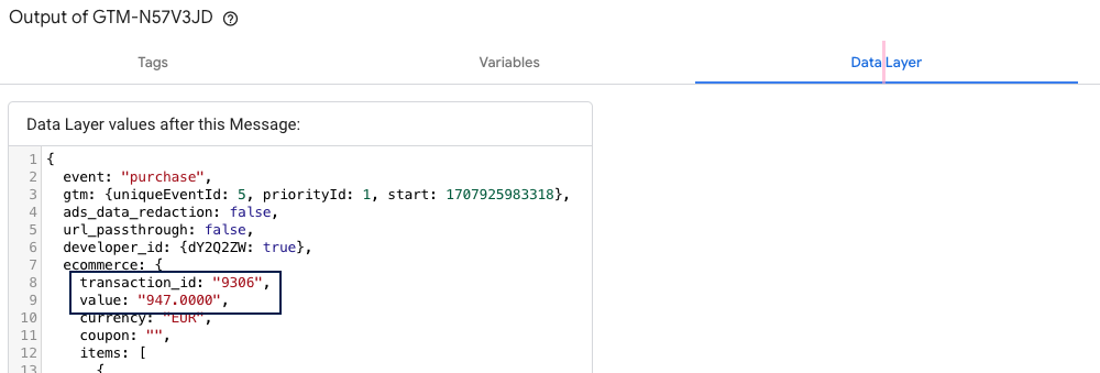 Data Layer Google Ads