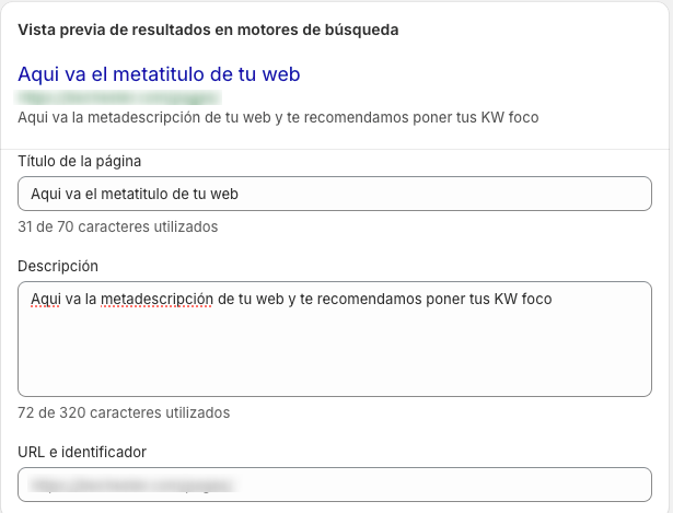 las metaetiquetas en shopify