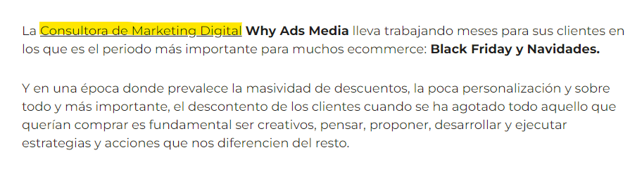 Texto que hace referencia a un anchor text de coincidencia parcial