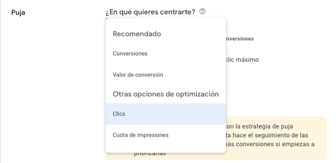 Tipos de estrategias de puja en Google Ads