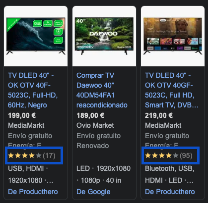 Reseñas en Google Shopping