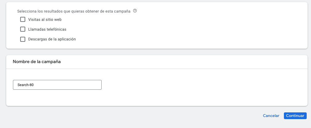 Nombre de Campaña Google Ads