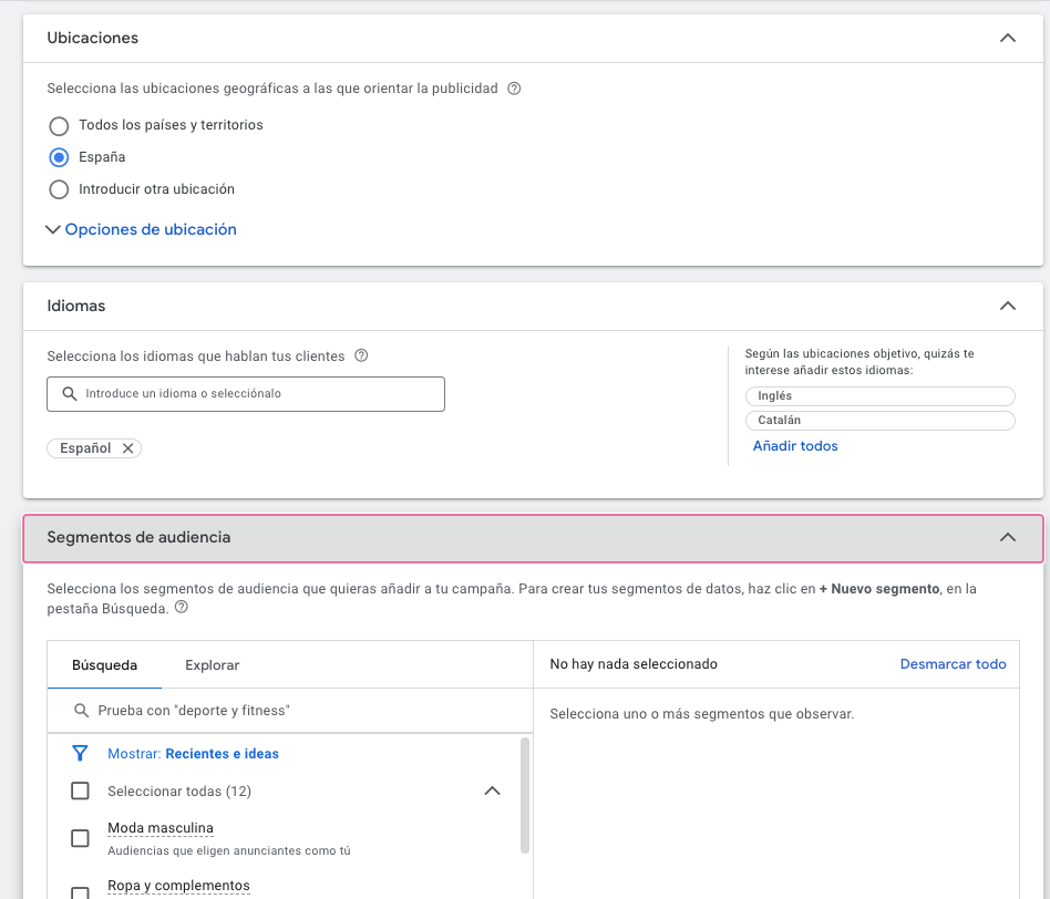 Ubicaciones y Audiencias Google Ads