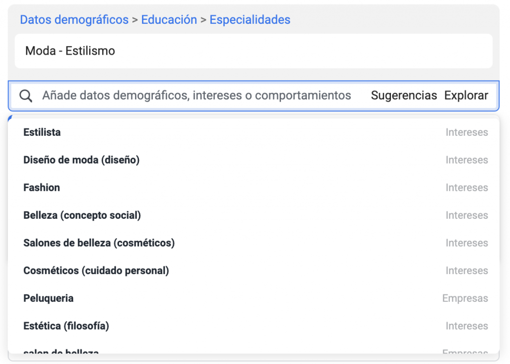 segmentacion por intereses facebook ads