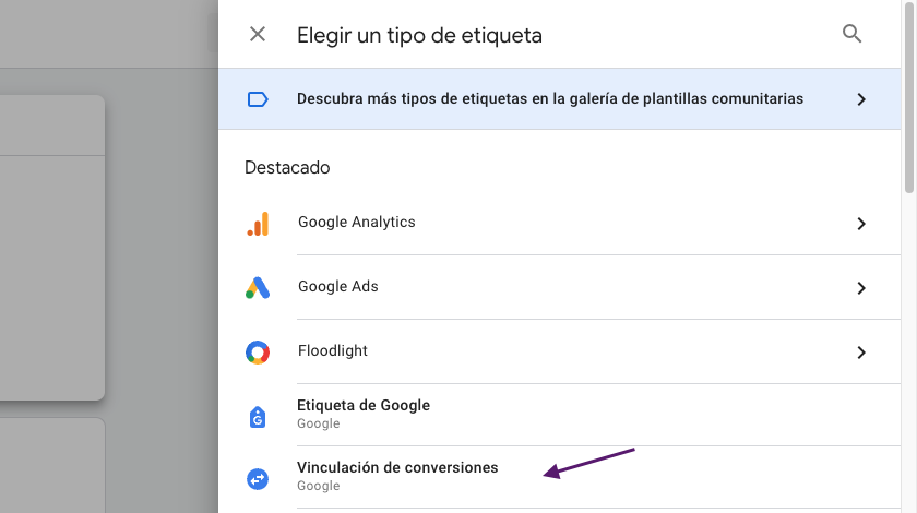 Etiqueta de Vinculacion de Conversiones