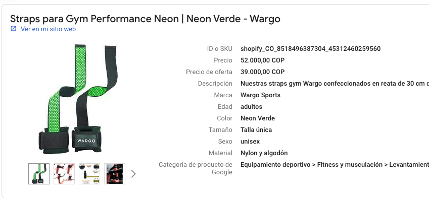 Producto Google Merchant Center