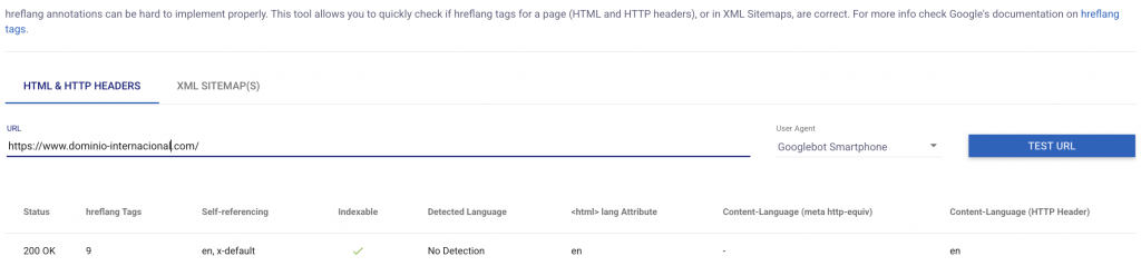 Verificar etiquetas Hreflang con la herramienta de Technical SEO